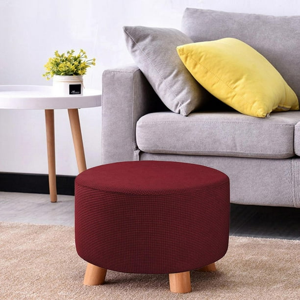 GROWTH TANK Ottoman Slipcovers Round Ottoman Footstool Cover Removable Red