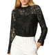 thumbnail image 1 of Blusa Floral Allegra K Cuello Volantes Encaje Ganchillo Negro T M, 1 of 6