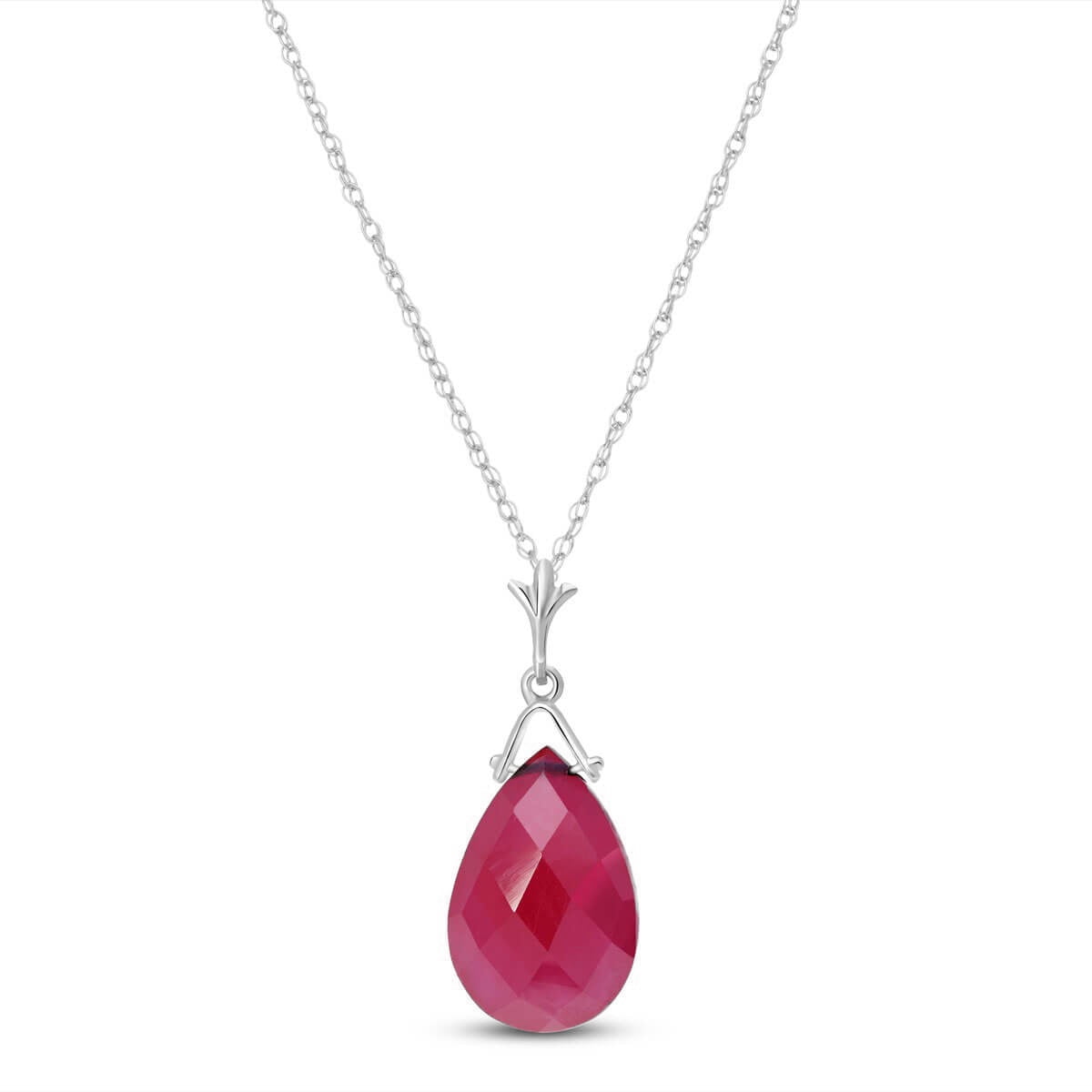 Galaxy Gold 14K Solid Gold Natural Ruby Pendant Necklace for Women - White Gold Fine Jewelry