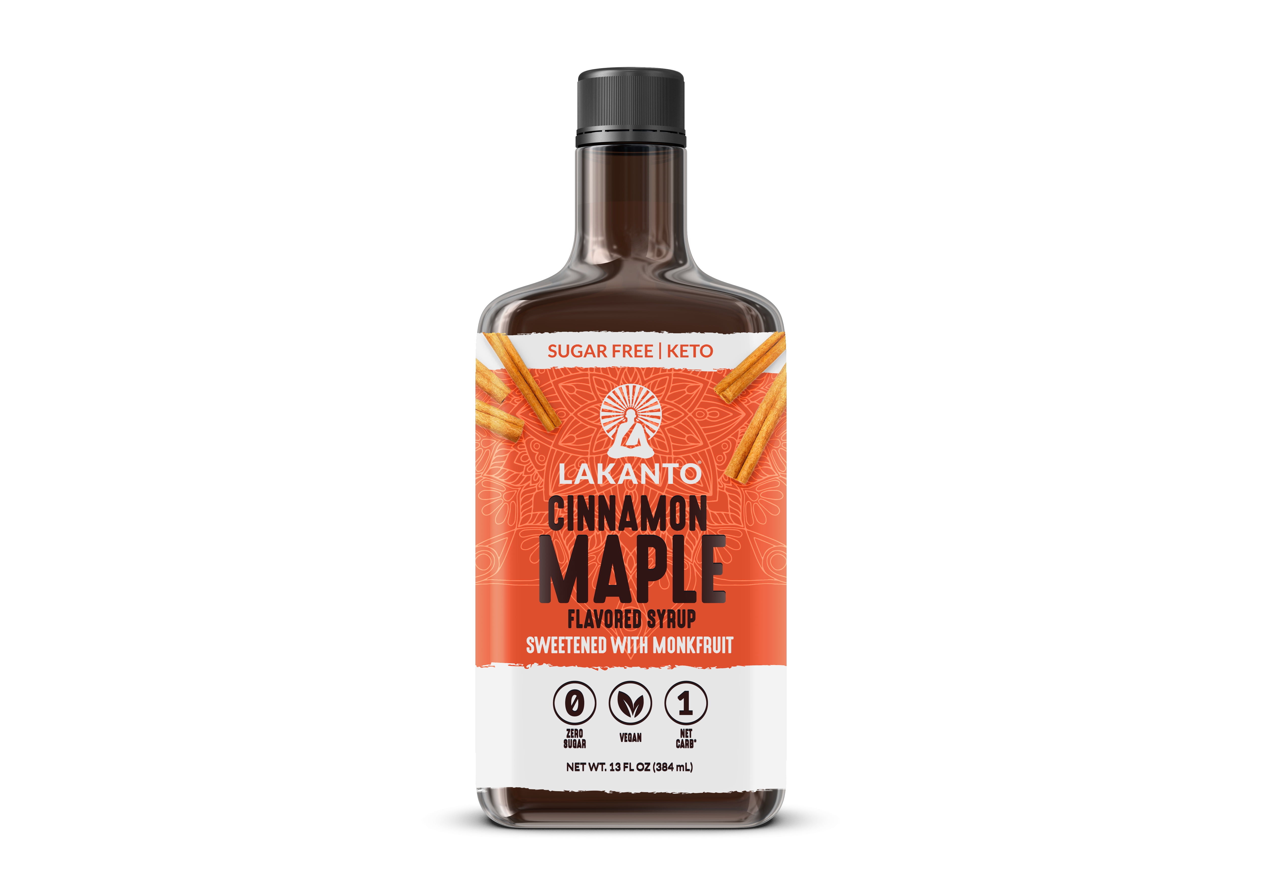 Lakanto Sugar Free Cinnamon Maple Syrup Monk Fruit Sweetener, Vegan