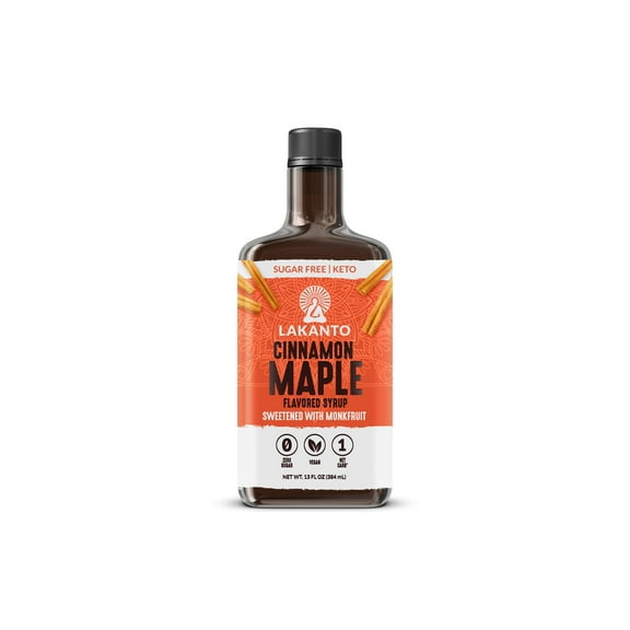 Lakanto Sugar Free Cinnamon Maple Syrup - Monk Fruit Sweetener, Vegan, 1g Net Carbs, Pancakes, Waffles, Oatmeal, Coffee, Tea, Granola, Frosting, Marinade, Dressing (13 fl oz - Pack of 1) Pack Of 8