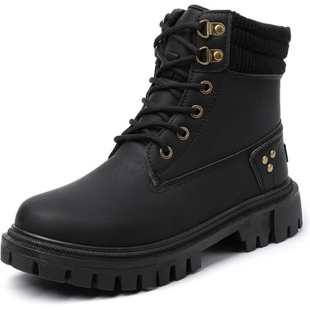 

ASGE Waterproof Ankle Boots For women Low Heel Lace Up Work Combat Boots