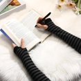 thumbnail image 2 of 2 Pairs Long Arm Warmers Knit Fingerless Gloves Thumb Hole Stretchy Accessories Women Stripe Gloves, 2 of 5