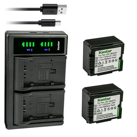 Kastar 2-Pack VW-VBG070 Battery and LTD2 USB Charger Replacement for Panasonic SDR-H40P SDR-H41 SDR-H48GK SDR-H50 SDR-H60 SDR-H60S SDR-H60P SDR-H68GK SDR-H79 SDR-H79K SDR-H79P SDR-H80