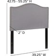 thumbnail image 2 of Upholstered Twin Size Headboard with Nailtrim in Light Gray Fabric, 2 of 16