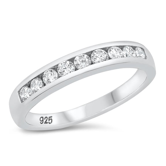 CHOOSE YOUR COLOR Clear CZ Stacking Ring .925 Sterling Silver Thumb Band White Female Size 8
