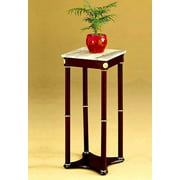 AtHomeMart Cherry Finish Wood Square Style Plant Stand with Marble Table Top
