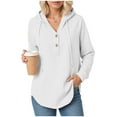 thumbnail image 7 of larppty Women's Hoodies Buttons Collar Hooded Sweatshirts Drawstring Casual Pullover Tops 2025 Fall Outfits (White, XXL), 7 of 7