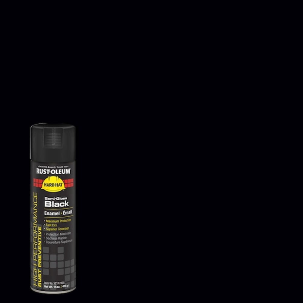 Rust Preventative Spray Paint, Black, Semi-Gloss, Solvent, 15 oz V2177838