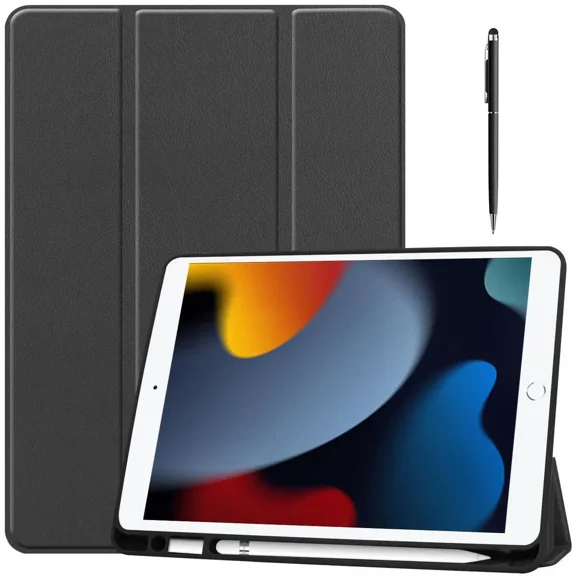 Case for iPad 10.2 Inch 2021/2020/2019, iPad 9th/8th/7th Generation 10.2" Slim Smart Stand Cover with Pencil Holder, Universal Stylus Pen