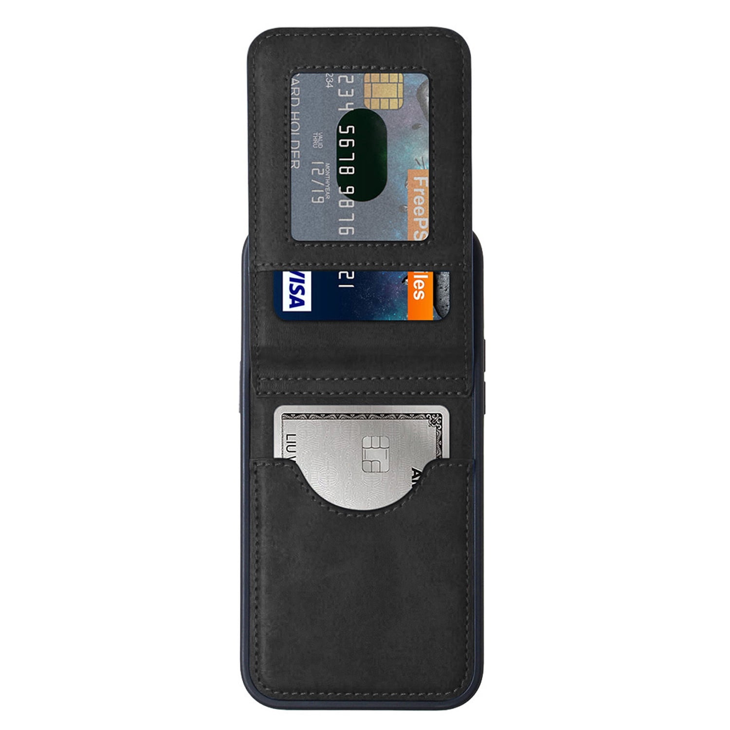 Leather Wallet Case with Kickstand for iPhone 17 Pro Max - Black