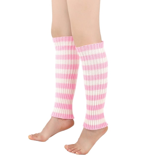 Men's Women's Winter Striped Pattern Knitted Yarn Warm Boot Leg Guards Foot Pile Socks