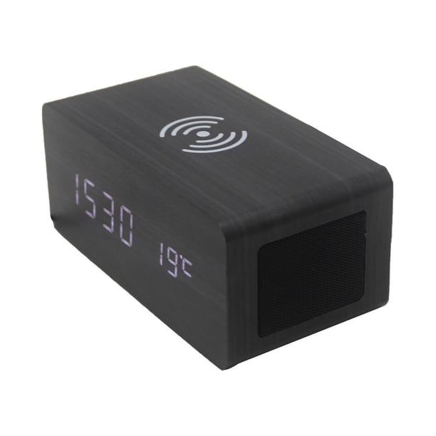 Reloj Despertador De Carga Inalámbrica Reloj Despertador Con Altavoz Bluetooth De Madera Speravity EL014330-01