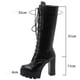 thumbnail image 4 of Botas hasta la rodilla cómodas y cálidas con tacón alto y cordones para mujer Wmkox8yii  hfjk2347, 4 of 9