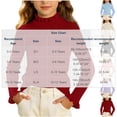 thumbnail image 3 of Girls Ribbed Mock Neck Knit Sweater Slim Fit Long Sleeve Ruffle Trim Basic thermal Top for Kids Ages 0-12 Fall Winter Layering Shirt Sky Blue 10-12 Years, 3 of 6