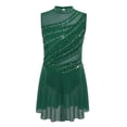 thumbnail image 3 of Aislor Girls Lyrical Dance Mock Neck Ruched Ballet Skirted Leotard Ballerina Ice Skating Dress Dark Green 10, 3 of 7