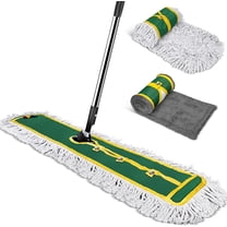 42" Commercial Dust Mop for Floor Cleaning,  Large Flat Mop with Long Handle, Sweeping Broom with 2 Different Mops Pads, Industrial Mop for Hardwood, Tile, Gym, Office, Mall, Warehouse