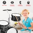 thumbnail image 6 of Yescom 3pcs Junior Kid Children Drum Set Kit Sticks Throne Cymbal Bass Snare Seat Black, 6 of 12