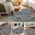 thumbnail image 5 of Round Rug 4Ft Washable Non-Slip, Black Morocco Circle Area Rugs for Living Room Bedroom, Traditional Tribal Abstract Geometric Art Indoor Floor Mats Carpet Runner for Home Decor Aesthetic, 5 of 8