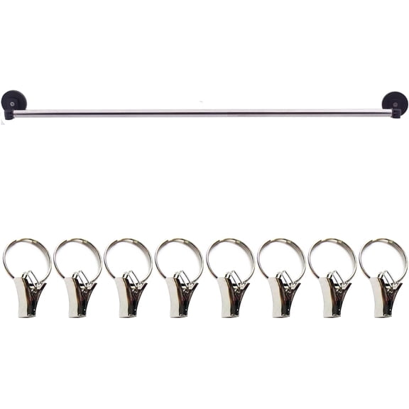 Type A 39" Magnetic Curtain Rod for Metal Door,Magnetic Window Café Curtain Rod, French Door Curtain Rods Sash Rod W 8 Clips (Black-1)