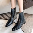 thumbnail image 3 of Wensltd Women's Chunky Heel Ankle Boots Brown Comfortable and Stylish Pointed Toe Booties with Zipper, 3 of 9