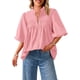 thumbnail image 1 of Blusa PRETTYGARDEN para mujer, verano 2025, manga corta, rosa, 1 of 9