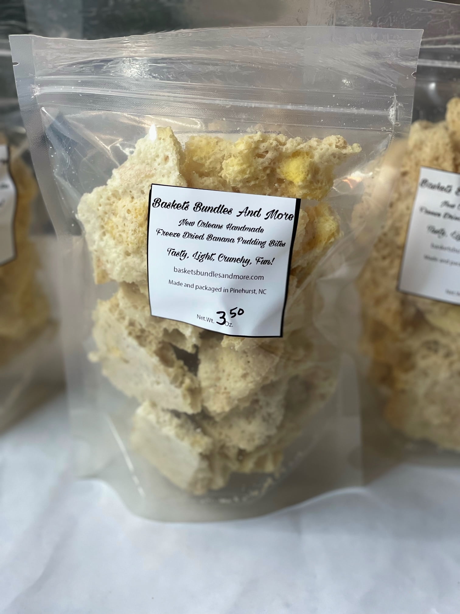 Freeze Dried Banana Pudding Bites 3.5 oz. 7 by 5 by 2 inch heat sealed ...