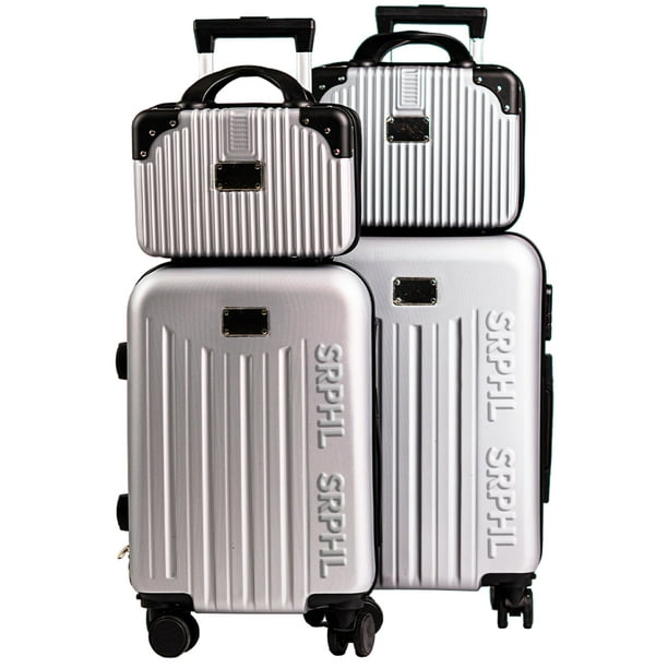Set de 4 Maletas de Viaje Rígidas 20 y 18 Pulgadas con 2 Neceseres de 11 Pulgadas Equipaje Ligero con Ruedas 360 y Candado TSA Seraphiel