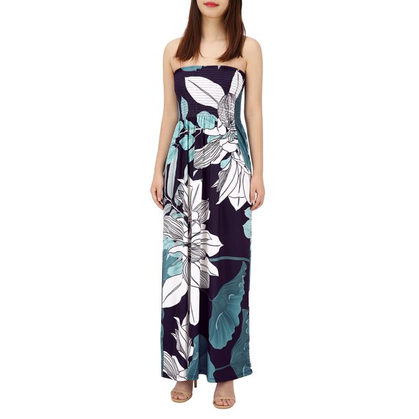HDE HDE Strapless Maxi Dresses Long Sun Dress Cover Up (Women's)
