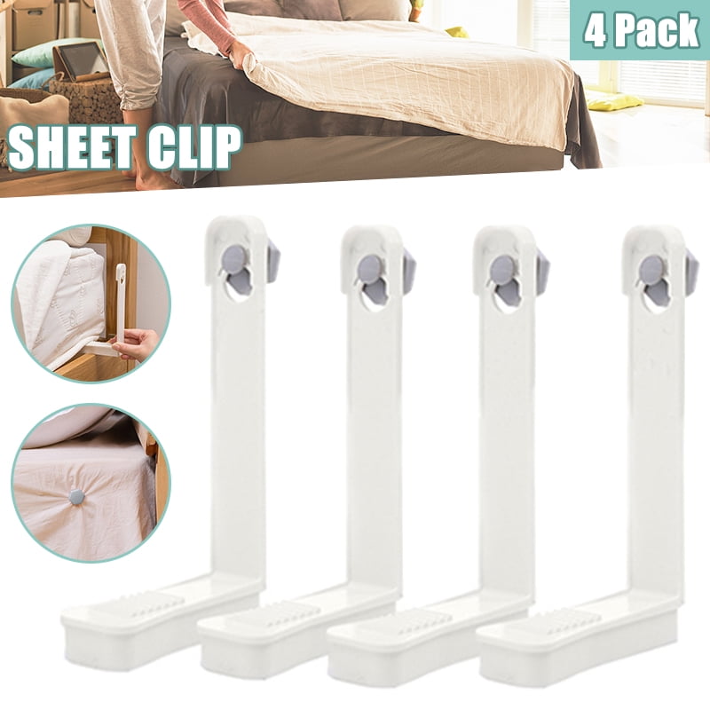 US 4x Easy Install Bed Sheet Clips Holders Grippers New Approach Keep Sheets 