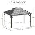 thumbnail image 6 of Kozyard Apollo 10’x12’ Hardtop Gazebo, Wooden Coated Aluminum Frame with Galvanized Steel Double Roof, Outdoor Permanent Metal Pavilion with Netting for Patio, Deck and Lawn (10ft x 12ft), 6 of 8