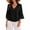 Black, variant on Womens Summer Shirts V Neck 3/4 Flared Elbow Sleeve Ruffle Hem Button Front Relaxed Fit Daily Tops Blue M