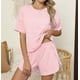 thumbnail image 3 of Pijama de verano for mujer, de manga corta a rayas, informal, cómodo, conjunto de 2 piezas for el hogar, 3 of 7