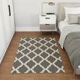 thumbnail image 5 of Ottomanson Trellis Area Rug 3'3" x 5' - Non Slip Low Pile Carpet, Gray, 5 of 11