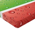 thumbnail image 2 of Ambesonne Modern Fitted Sheet 2 Pcs Set, Water Drops on a Plastic, California King, Red Fern Green Blue, 2 of 3