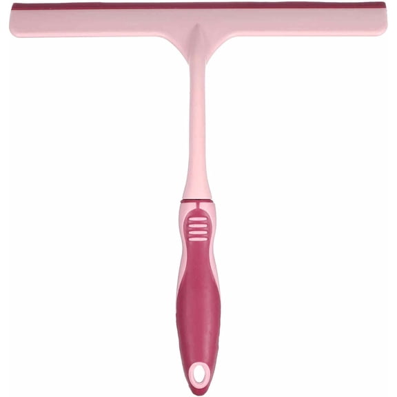 Shower Squeegee 9.8 Inch Length Water Blade Cleaner Tool Household Mirror with Hole for Windshield Window Cleaning Glass Door, Pink