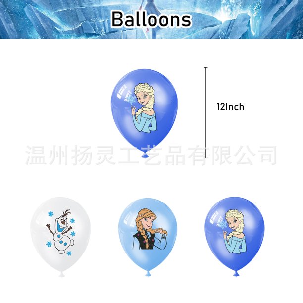 Serie de fiestas de la reina Elsa, suministros para fiestas de cumpleaños, pancarta desechable, adorno para tarta, bandera colgante, juego de globos de Frozen, decoración de cumpleaños
