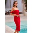 thumbnail image 4 of Vestido PRETTYGARDEN 2025 Ajustado con Hombros Descubiertos Rojo Talle S, 4 of 8