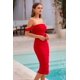 thumbnail image 4 of Vestido PRETTYGARDEN 2025 Midi Rojo con Hombros Descubiertos y Fruncido Talla L, 4 of 8