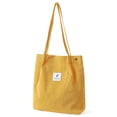 thumbnail image 1 of Sonducket Bolso de mano de pana para mujer, bolso de hombro ligero, bolsas de compras de gran capacidad, almacenamiento, bolsos informales Retro, Bolsas de mensajero y de hombro Amarillo, 1 of 6