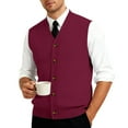 thumbnail image 5 of Men's Sweater Vest V-Neck Sleeveless Knitted Cardigan Big and Tall Solid Color Sweater Vest, 5 of 7