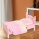 thumbnail image 5 of Cama de muñeca en miniatura, regalos de cumpleaños, muebles de madera con juego de cama, cuna en miniatura rosa para muñeca de escala 1/6, accesorios, 5 of 9
