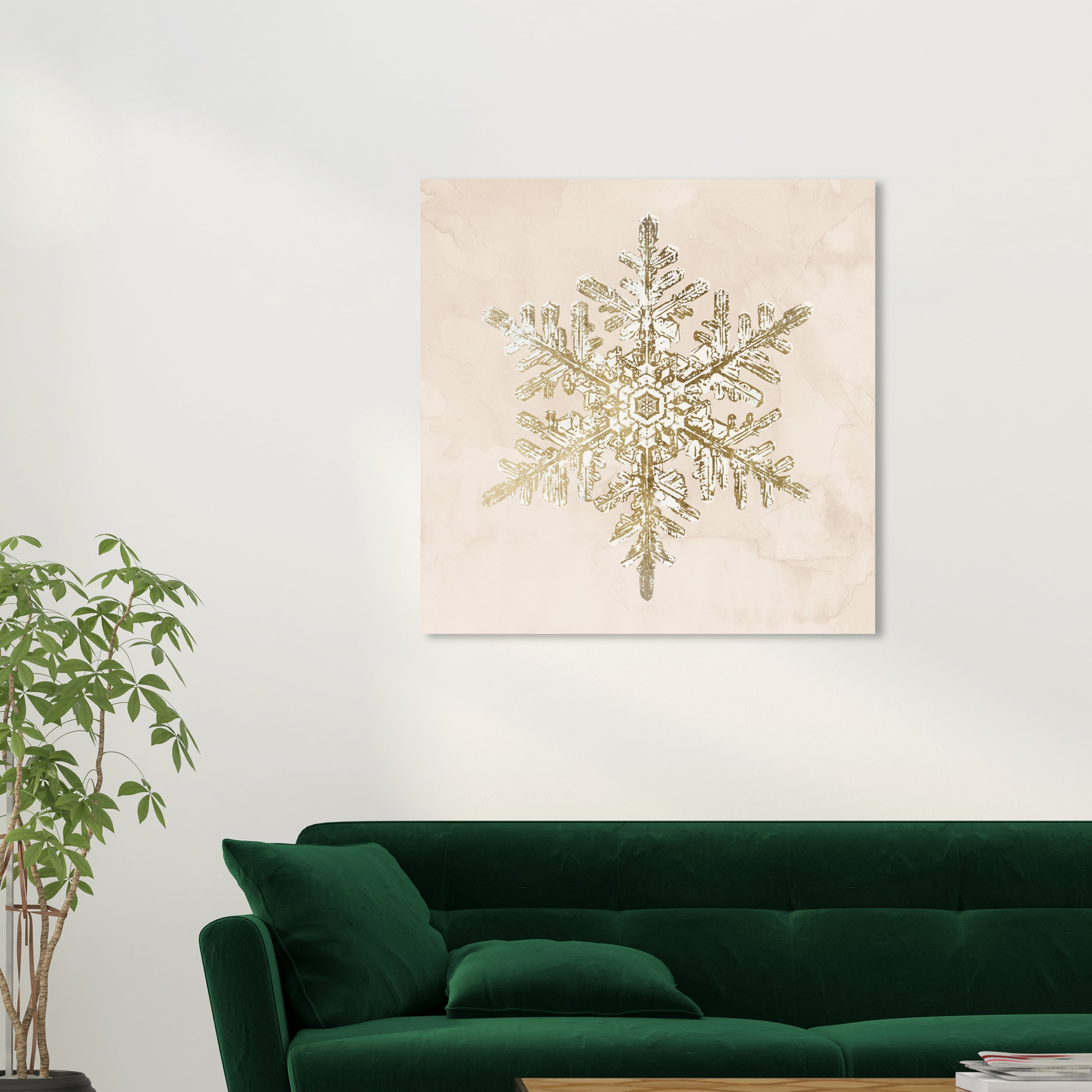 Wynwood Studio Canvas Golden Snowflake Holiday and Seasonal Holidays Wall Art Canvas Print Gold Metallic Gold 30x30