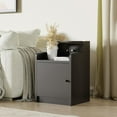thumbnail image 4 of Cozy Castle Nightstand Set of 2, Wooden Night Stand with Charging Station, Bedside Table with Adjustable Shelf for Bedroom, Black, 4 of 7