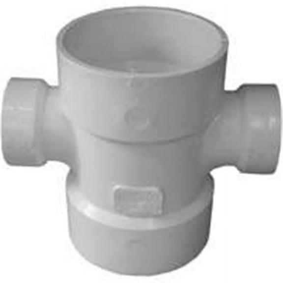 CANPLAS 192189 Double Sanitary Pipe Tee, 3 x 1-1/2 in, Hub, PVC, White