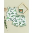 thumbnail image 2 of JYYYBF Baby Boys Dinosaur Outfits, Round Neck Sleeveless Tank Tops + Elastic Waist Shorts Infant Toddler Summer 2 Piece Set, 2 of 7