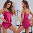 thumbnail image 1 of Conjunto de pijama de satén para mujer, camisola de verano, pantalones cortos finos y sexys de dos piezas 2299, 1 of 6
