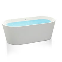 Swcorp FT-AZ098-55 55 in. Chand Acrylic Flatbottom Freestanding Bathtub in White