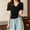 Black, variant on Women V Neck Short Sleeve Solid Top Classic Structure for All Season Daily Casual Daily Wear