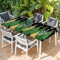 thumbnail image 2 of Black Christmas Tree Table Cloths for 6 Foot Rectangle Tables, Green Golden Xmas Tree Snowflake Winter Patio Waterproof Elastic Fitted Tablecloths, Washable Rectangular Table Cover for Camping, 2 of 8